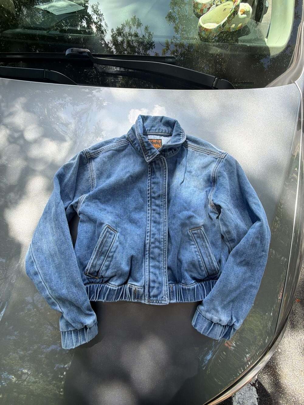 Van Dutch Denim Bomber Jacket Wings Eye Logo Size 10 year girl  Y2K